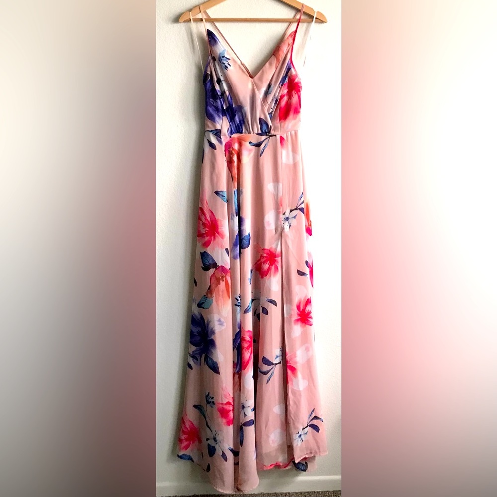 Yumi Kim ‘Yours Truly’ Kat Maxi Dress Strappy Pink Floral Gown Size XS